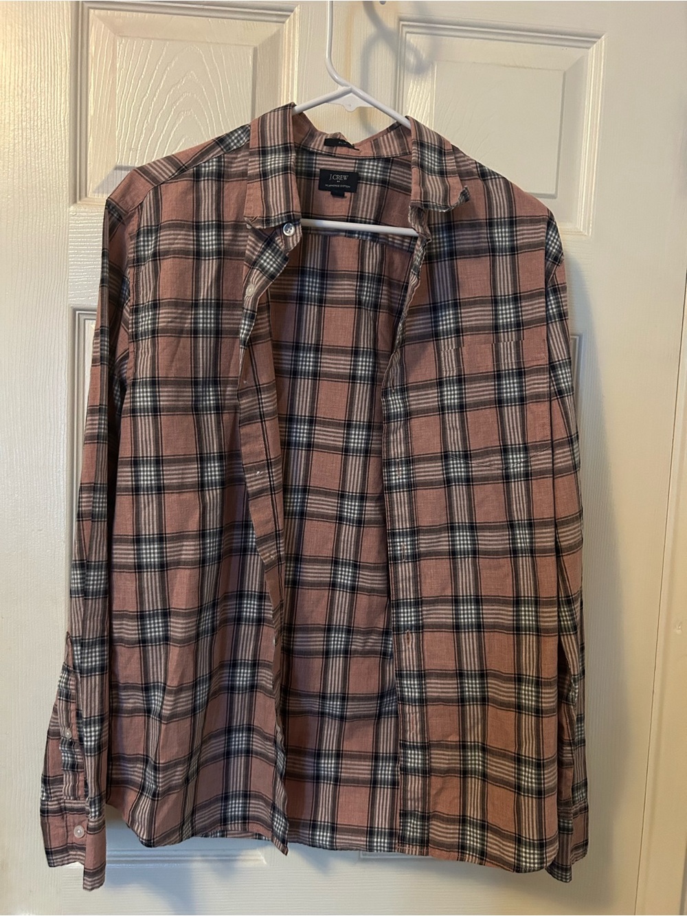 J. Crew Heathered Pink and Black Plaid Shirt